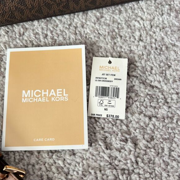NWT $378 Michael Kors Jet Set Crossbody Bag Brown Adjustable Strap Women NEW - Picture 7 of 9